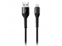 Дата-кабель Smartbuy USB - 8-pin для Apple, спиральный, длина 1,0 м, черный (iK-512sp black)/500