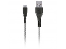 Дата-кабель Smartbuy USB - micro USB, "карбон", экстрапрочный, 1.0 м, до 2А, белый (iK-10n-2 white)