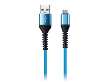 Дата-кабель Smartbuy USB - micro USB, спиральный, длина 1,0 м, синий (iK-12sp blue)/100