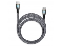 Кабель для зарядки и передачи данных, прозрачн.након.  TYPE C - TYPE C, 3А,нейл., черн,1 м, Smartbuy