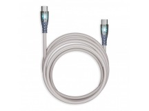 Кабель для зарядки и передачи данных, прозрачн.након.  TYPE C - TYPE C, 3А,нейл.серый ,1 м, Smartbuy