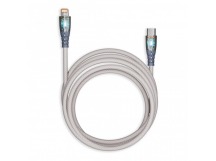 Кабель для зарядки и передачи, прозрачн.наконечники  TYPE C - LIGHTNING серый,3А,нейл.,1 м, Smartbuy