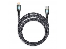 Кабель для зарядки и передачи, прозрачн.наконечники  TYPE C - LIGHTNING черн.,3А,нейл.,1 м, Smartbuy