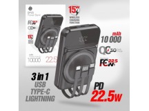 Портативный аккумулятор DEESPI DP25 10000 mAh PD20W, Wireless 15W, Display (черный)