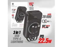 Портативный аккумулятор DEESPI DP26 20000 mAh PD20W, Wireless, Display (черный)