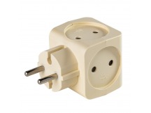 Разветвитель сетевой на четыре гнезда, без заземления 16А 250B, бежевый (SBE-16-A05i-4)