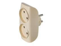 Разветвитель сетевой Тройник , 2 гнезда без заземления 10А 250B, бежевый (SBE-10-A04i-2)
