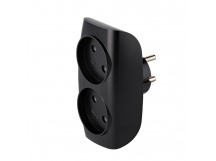 Разветвитель сетевой Тройник , 2 гнезда без заземления 10А 250B, черный (SBE-10-A04b-2)