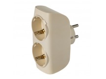 Разветвитель сетевой Тройник , 2 гнезда с заземлением 16А 250B, бежевый (SBE-16-A04i-2z)