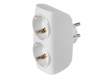 Разветвитель сетевой Тройник , 2 гнезда с заземлением 16А 250B, белый (SBE-16-A04w-2z)