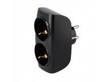 Разветвитель сетевой Тройник , 2 гнезда с заземлением 16А 250B, черный (SBE-16-A04b-2z)