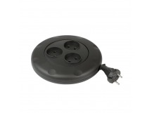 Удлинитель 3 гнезда 3 метра 10А/2,2кВт, б/з, круглый, черный (SBE-10-3-03-B)/40