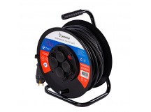 Удлинитель на катушке 4 гнезда 50м с заземлением и предохранителем КГ 3*2,5 16А/3,5кВт IP44