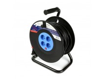 Удлинитель на катушке 4 гнезда 50м,без заземления с предохранителемПВС 2*1,0 10А/2,2кВт