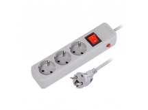 Сетевой фильтр 16А, 3500 Вт, 3 гнезда, без з/ш, с з/к, ПВС, 1,8 м, серый (SBSP-3-18-G)