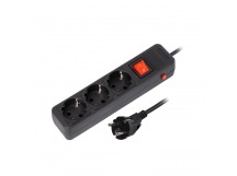 Сетевой фильтр 16А, 3500 Вт, 3 гнезда, без з/ш, с з/к, ПВС, 1,8 м, черный (SBSP-3-18-K)