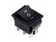 Переключатель клавишный 250В 16А (6с) ON-OFF-ON черный с нейтралью (SBE-16-S32b)