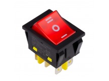 Переключатель клавишный 250В 32А (6с) ON-OFF-ON красный с подсветкой и нейтралью (SBE-32-S32r-rp)