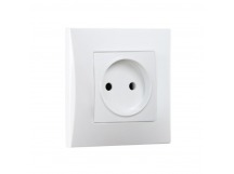Розетка без заземления 10А белая "Вега" (SBE-08w-10-S1-N)