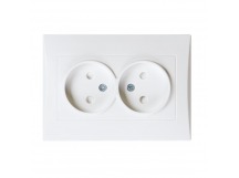 Розетка двойная без заземления 10A белая "Вега" (SBE-08w-10-S2-N)