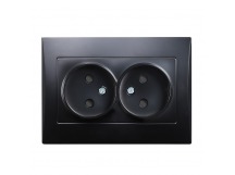 Розетка двойная без заземления 10A черная "Вега" (SBE-08b-10-S2-N)