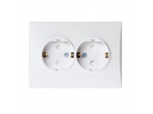 Розетка двойная с заземлением 16A белая "Вега" (SBE-08w-16-S2-Z)