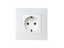 Розетка с заземлением 16А белая "Вега" (SBE-08w-16-S1-Z)