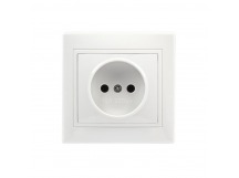 Розетка 1-местная без заземления 10А белая, керамика "Венера" (SBE-01w-10-S1-N-c)/200