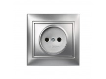 Розетка 1-местная без заземления 10А серебро, "Венера" (SBE-01s-10-S1-N-c)