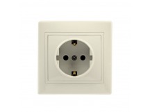 Розетка 1-местная с заземлением 16А бежевая "Венера" (SBE-01i-16-S1-Z-c)