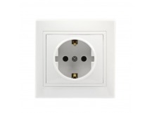 Розетка 1-местная с заземлением 16А белая, керамика "Венера" (SBE-01w-16-S1-Z-c)