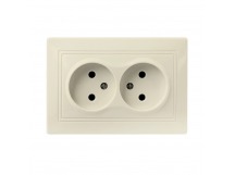 Розетка двойная одноместная без заземления 10А бежевая "Венера" (SBE-01i-10-S2-N-c)