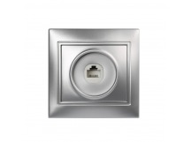 Розетка телефонная 1-местная серебро "Венера" (SBE-01s-S1-PH)