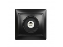 Розетка телефонная 1-местная черная "Венера" (SBE-01b-S1-PH)