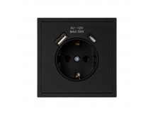 Розетка 1-местная с заземлением USB+Type 16А черная "Капелла" (SBE-09b-16-S1-USB)
