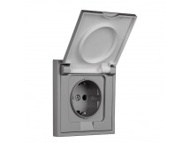 Розетка 1-местная с заземлением с крышкой 16А графит "Капелла" (SBE-09g-16-S1-1ZK)