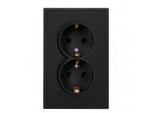 Розетка двойная с заземлением 16А черная "Капелла" (SBE-09b-16-S2-Z)
