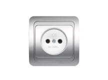 Розетка 1-местная без заземления 10А серебро "Марс" (SBE-02s-10-S1-N-c)