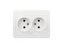 Розетка двойная одноместная без заземления 10А белая, керамика "Марс" (SBE-02w-10-S2-N-c)
