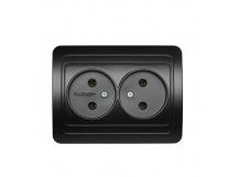 Розетка двойная одноместная без заземления 10А черная, "Марс" (SBE-02b-10-S2-N-c)