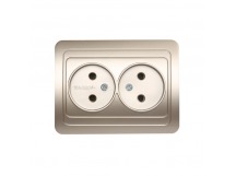 Розетка двойная одноместная без заземления 10А шампань, "Марс" (SBE-02c-10-S2-N-c)