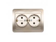 Розетка двойная одноместная с заземлением 16А шампань, "Марс" (SBE-02c-16-S2-Z-c)
