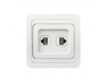 Розетка компьютер+телефон RJ-45+Phone 1 местная белая "Марс" (SBE-02w-S1-RJPH)