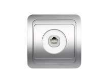 Розетка телефонная 1-местная серебро "Марс" (SBE-02s-S1-PH)