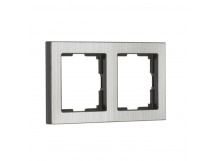 Рамка 2-местная пластик серый никель "Нептун" (SBE-06gn-Metal-FR-2)