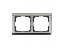 Рамка 2-местная серый никель "Нептун" (SBE-05gn-Metal-FR-2)