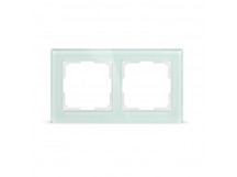 Рамка 2-местная стекло бежевая "Нептун" (SBE-05i-Glass-FR-2)