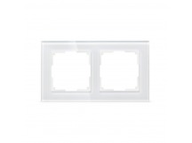 Рамка 2-местная стекло белая "Нептун" (SBE-05w-Glass-FR-2)