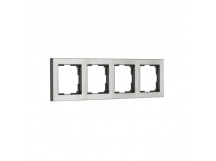 Рамка 4-местная пластик серый никель "Нептун" (SBE-06gn-Metal-FR-4)