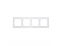 Рамка 4-местная стекло белая "Нептун" (SBE-05w-Glass-FR-4)